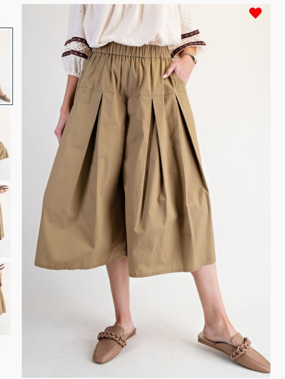 NEW!!! Easel Los Angeles Khaki Wide Leg Shorts with Pleats,NWT, S,M,L - Picture 3 of 5